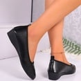 thumbnail image 7 of HTHLVMD Cut-Out Comfort Footwear, Perforated Wedge Shoes, Women's Ballet Flats Business Office Work Dress Shoes Low Wedge Round Toe Slip-Ons Comfortable Dressy Casual Flats for Women, Black 9, 7 of 7
