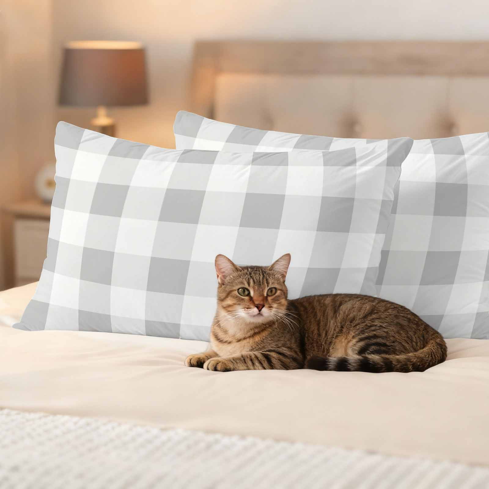 Buffalo Grey Plaid Pillow Covers 2 Pack Spring Simple Pattern Pillowcase Waterproof Outdoor Throw Pillow Cover for Patio Balcony Rectangular Cushion 20”x12”