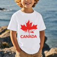 thumbnail image 2 of Tfken Toddler Boy Canada Day Crew Neck Short Sleeve Tops Flag Print Breathable Soft Tee White Size 10-11 Years, 2 of 4