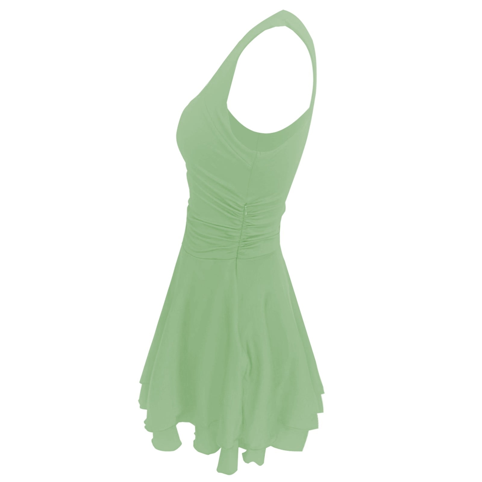 Wuxian Women Tennis Dress Sleeveless Wide Strap Popular Square Neck High Waist Ruched A-Line Ruffle Tiered Flowy Athletic Sport Workout Yoga Mini Dresses,Green,S