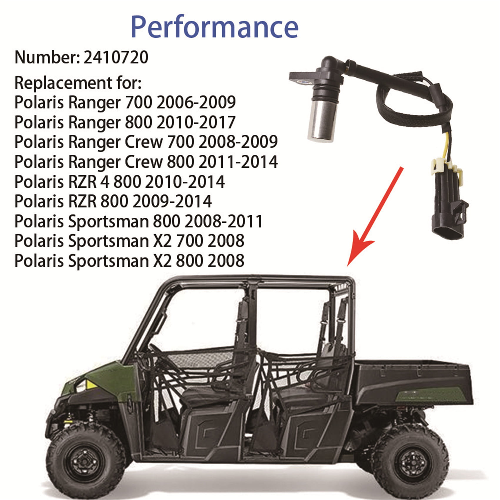OEM Repl.# 2410720 Crank Position Sensor for Polaris Ranger 700/800 2006-2017 RZR 800/4 800 2009-2014 Ranger Crew 700 800 2008-2014 