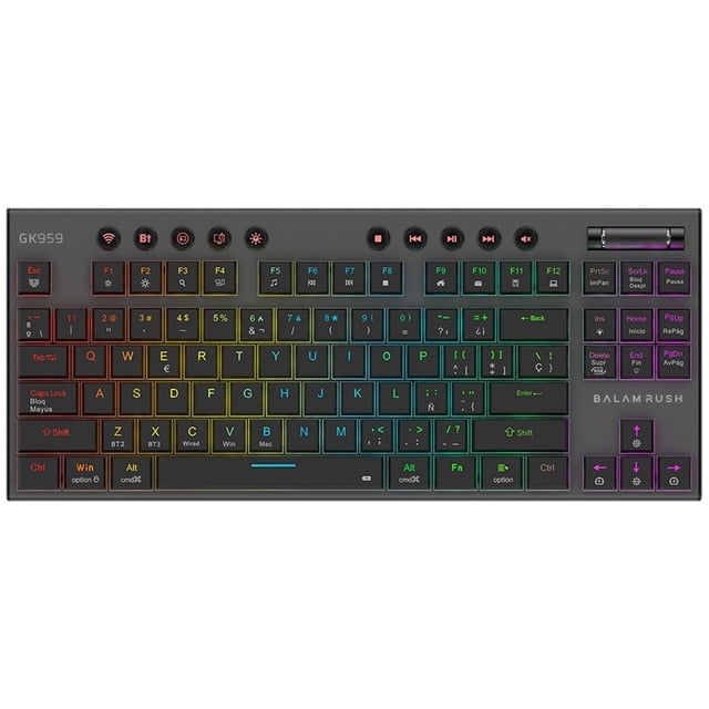 Teclado Gamer Mecanico BALAM RUSH DOMINATE EXPERT GK959 Switch Brown Inalambrico USB 2.4 GHz + BT 5.0 Tamaño 80% RGB