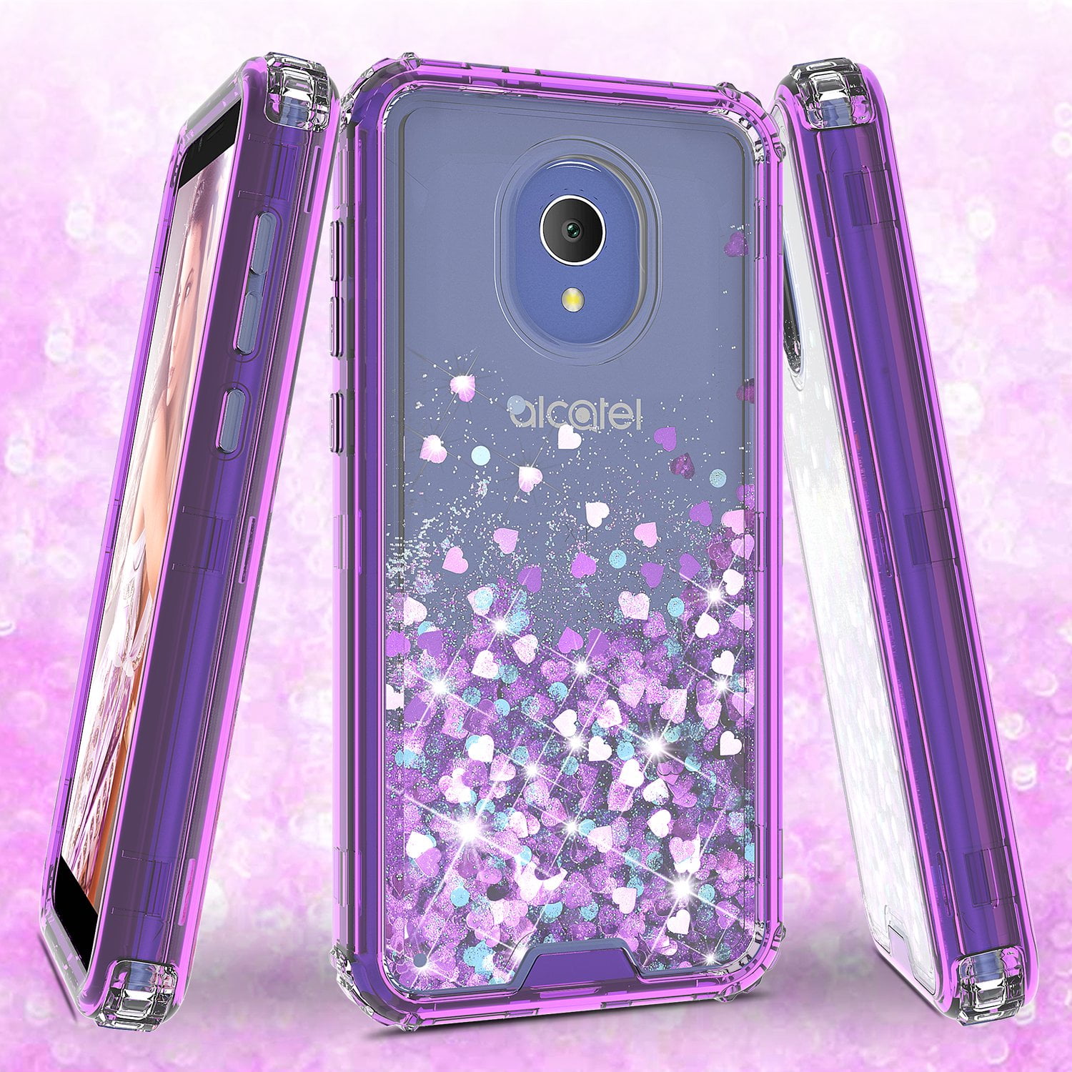 Alcatel 1x Evolve, TCL LX, Avalon V, IdealXTRA Case, Hard Clear Glitter