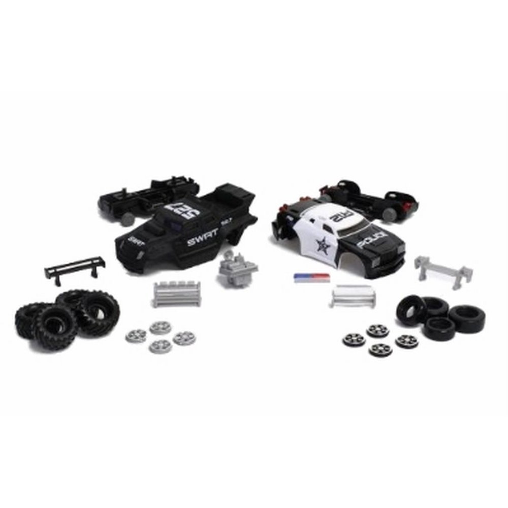 Ride Maker Xtreme Customz Build 2 Cars Set Police Car & Swat Vehicle Mix n Match