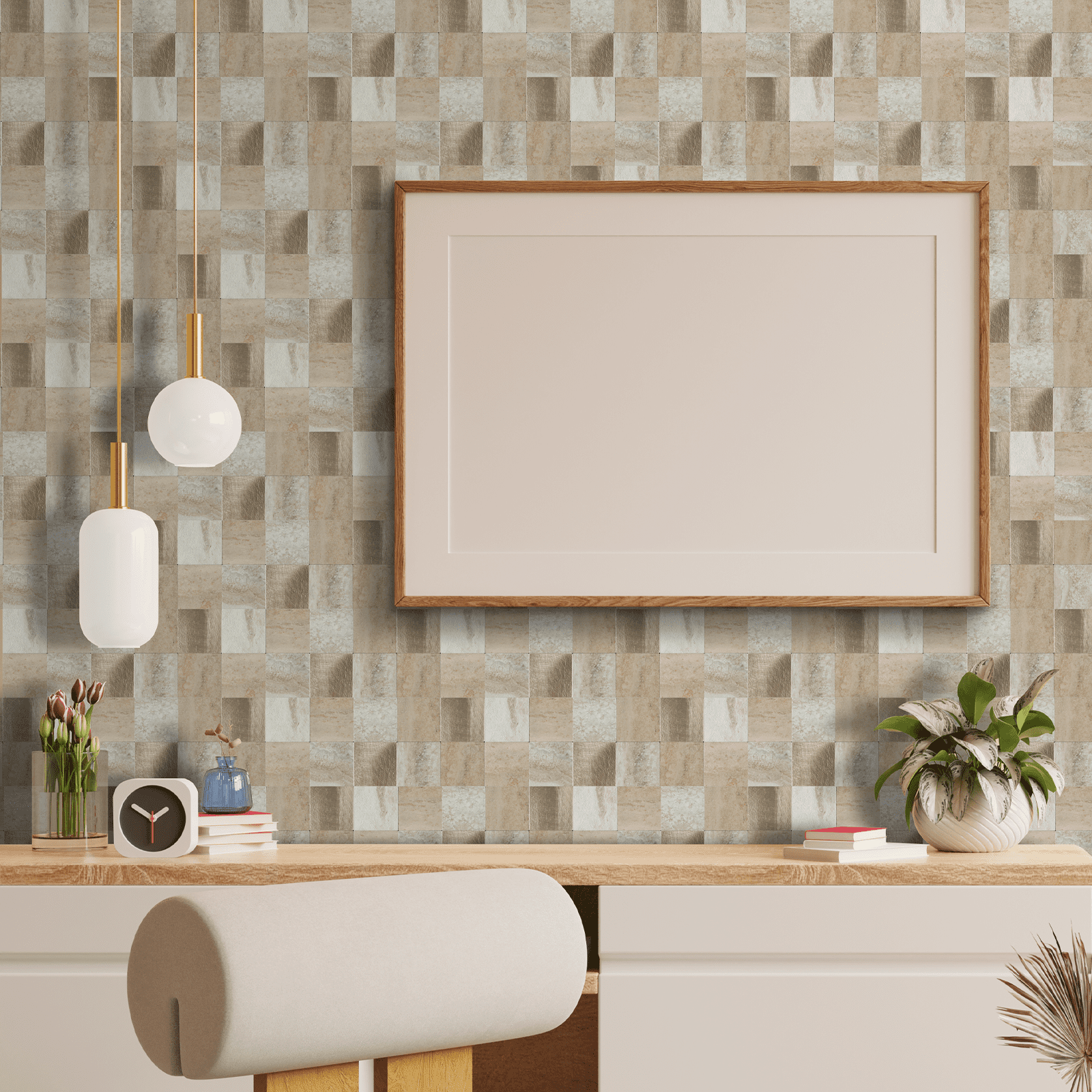 12-Sheet Peel and Stick Backsplash, 12" x 4" PVC Marble Look Self Adhesive Stick on Wall Tiles for Kitchen Bathroom Fireplace (Beige)