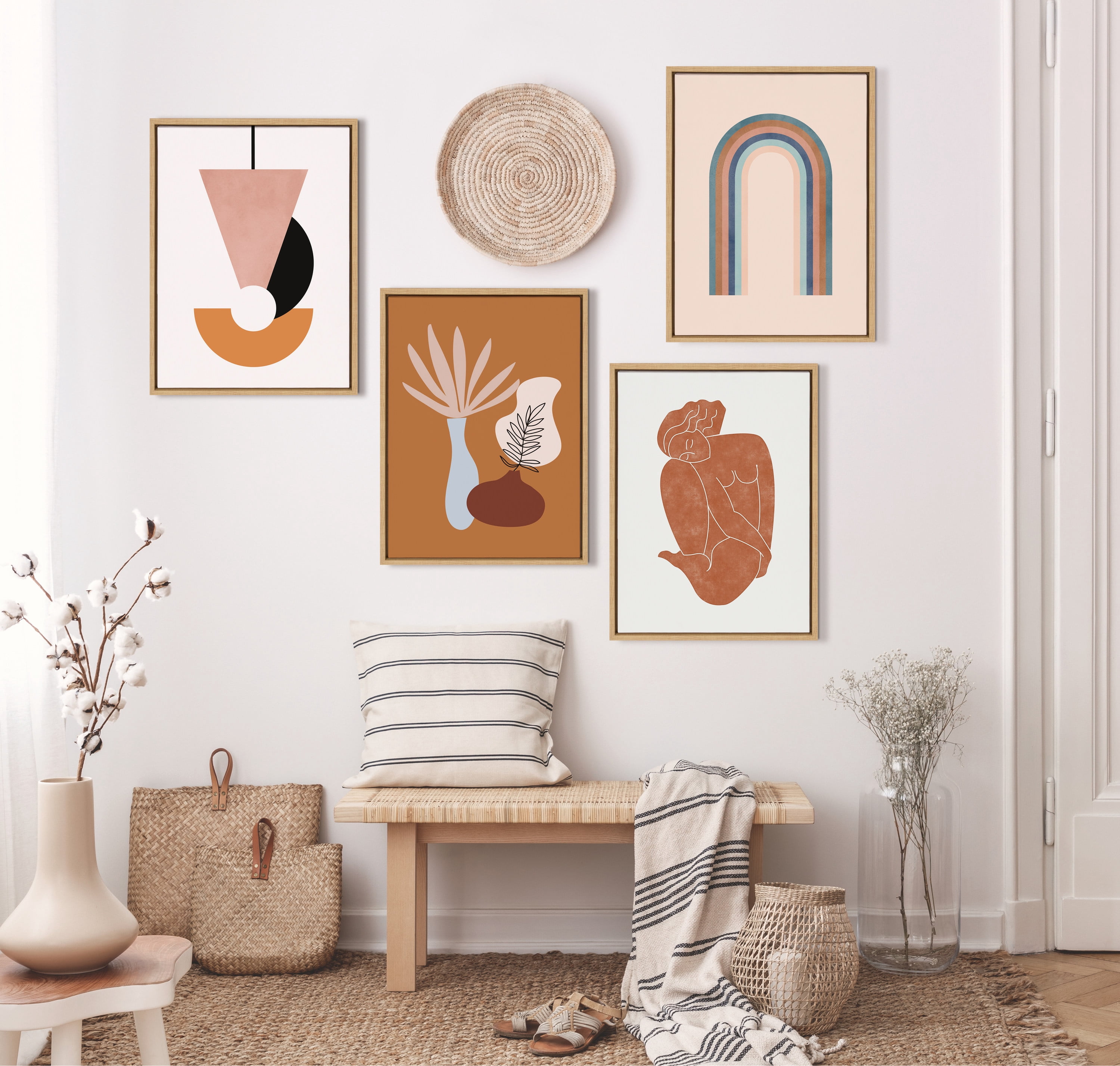 Kate and Laurel Sylvie Venice 5 Framed Canvas Wall Art by Alexander Ginzburg, 18x24 Natural, Colorful Mid-Century Wall Decor
