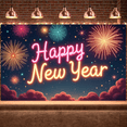 thumbnail image 6 of Festive Design Happy New Year Banner Fireworks Display Decorative Backdrop Colorful Celebration Polyester Material for Party Decoration Event Decoration Holiday Celebration, 6 of 9