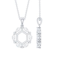 Rosec Jewels Lab Grown Diamond Cocktail Pendant Necklace for Women (EF-VS Quality Certified), 10K White Gold