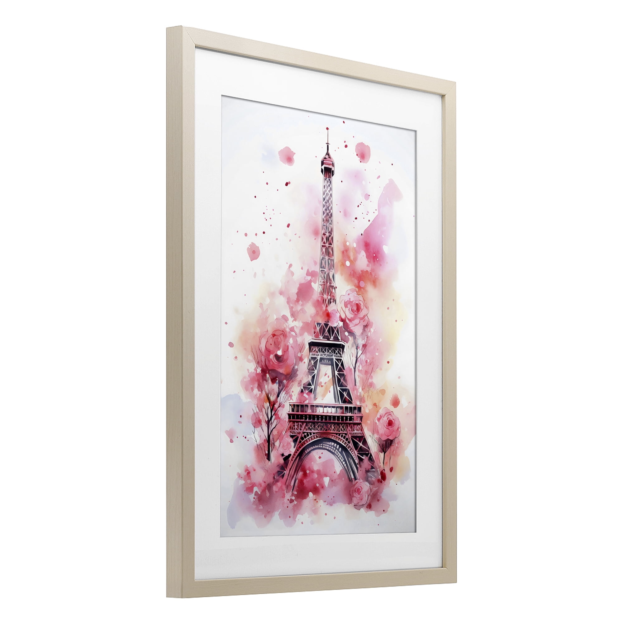 Stupell Industries Eiffel Tower In Roses Birch Framed Print Under Glass, design by Creative Studio