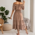 thumbnail image 5 of DHFJKG Wedding Guest Dresses For Women Summer Off Shoulder Long Dress Casual Puffy Short Sleeve Smocked Waist Flowy A-Line Sundress Stylish Dresses, 5 of 9
