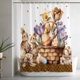 thumbnail image 5 of Easter Bunny Shower Curtain Set, Waterproof Shower Curtains for Bathroom, Brown Eggs Floral Rabbits Farmhouse Dots Plaid Washable Fabric Bath Curtain for Bathtub Decoration with Hooks 54x78 Inches, 5 of 9