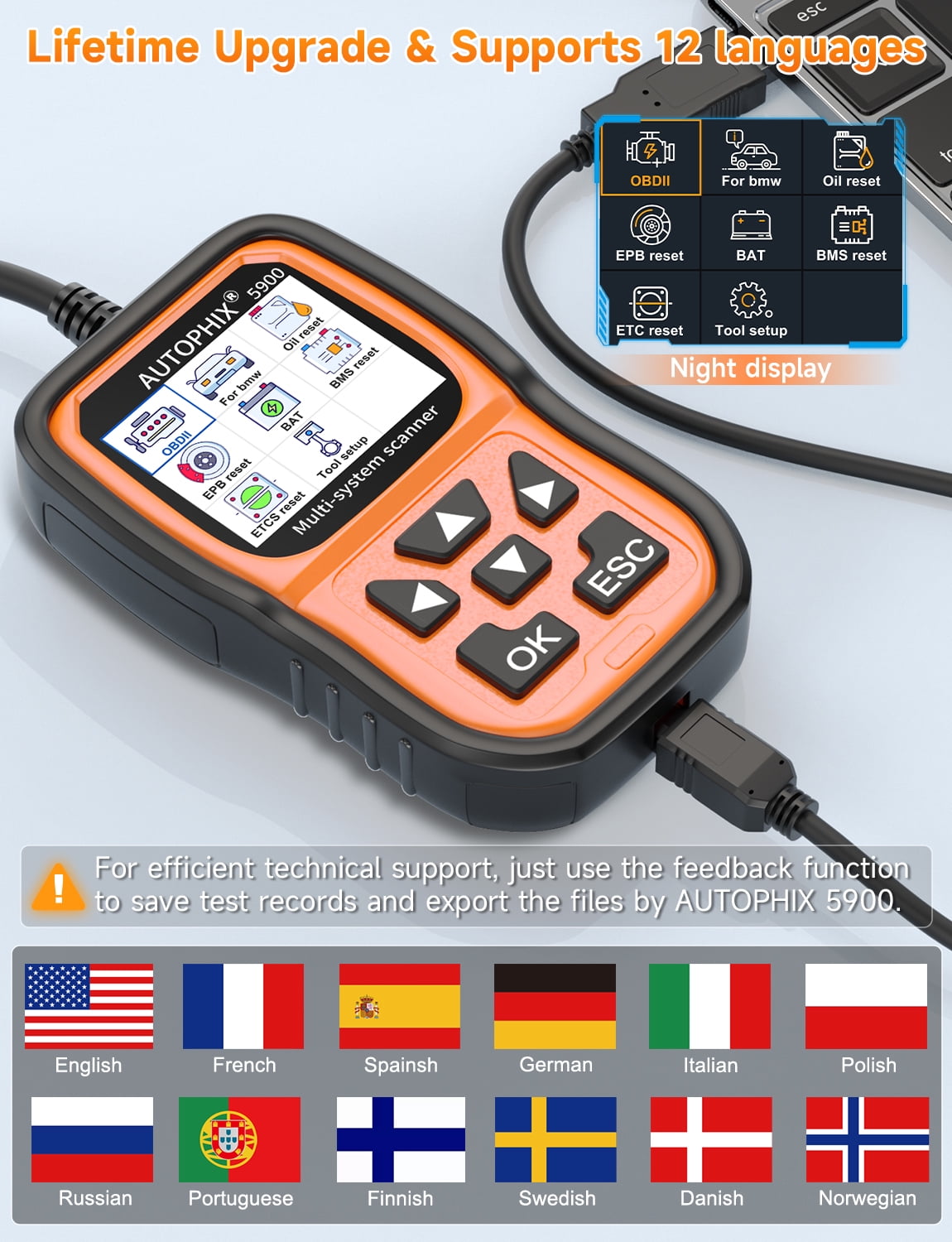 Autophix 5900 Automotive Diagnostic Tool, Full OBDII Functions