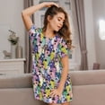 thumbnail image 3 of Balery Llamas Colorful Camisón de manga corta con cuello redondo para mujer, cómodo y elegante., 3 of 6