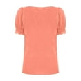 thumbnail image 5 of Lenpel Women's Summer Tops Trendy Ruffle Puff Short Sleeve Square Neck Solid Color Casual T-Shirts Tunic Tee Blouses, 5 of 7