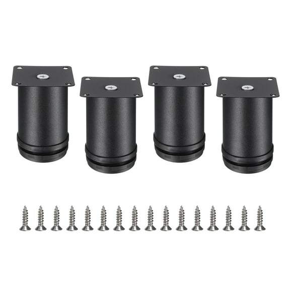 3 Inch Furniture Legs, Adjustable Round Cabinet Legs, Replacement Corner Feet Extenders for Sofa, Pack of 4, Black