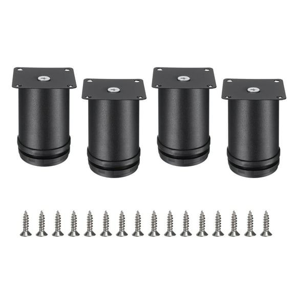 Patas de Muebles de 3 Pulgadas, Patas Redondas Ajustables para Gabinetes, Extensores de Esquinas para Sofá, Paquete de 4, Negro