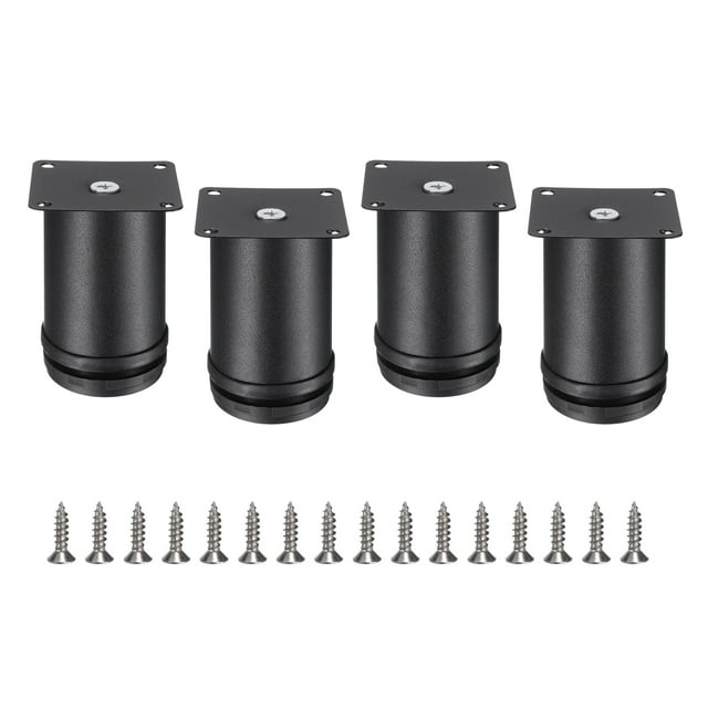 Patas de Muebles de 3 Pulgadas, Patas Redondas Ajustables para Gabinetes, Extensores de Esquinas para Sofá, Paquete de 4, Negro