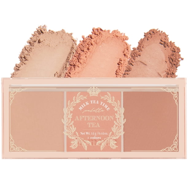 Paleta I'M Meme - Colorete de té de la tarde | Rubor para mejillas Milk Tea Time Natural y neutro, paleta de 3 tonos combinable y combinable, rubor en polvo mate para rostro y mejillas para todos los