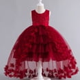 thumbnail image 2 of Miluxas Lace Tulle Flower Girl Dresses Tiered First Communion Dress for Kids Princess Birthday Party Gowns Red 9 Years, 2 of 4