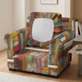 thumbnail image 3 of FUIALDOLG Vintage Multicolor Planked Wood Armchair Cover 2 Piece Individual Cushion Cover Brushed Couch Covers with High Stretch for Living Room, 3 of 8