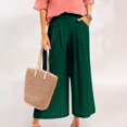 thumbnail image 2 of Laqbezok Women's Cotton Linen Wide Leg Pants, Elastic Waist Cropped Culottes with Pockets, Summer Casual Loose Trousers Summer Beach Capri Pants for Daily Wear, 2 of 5