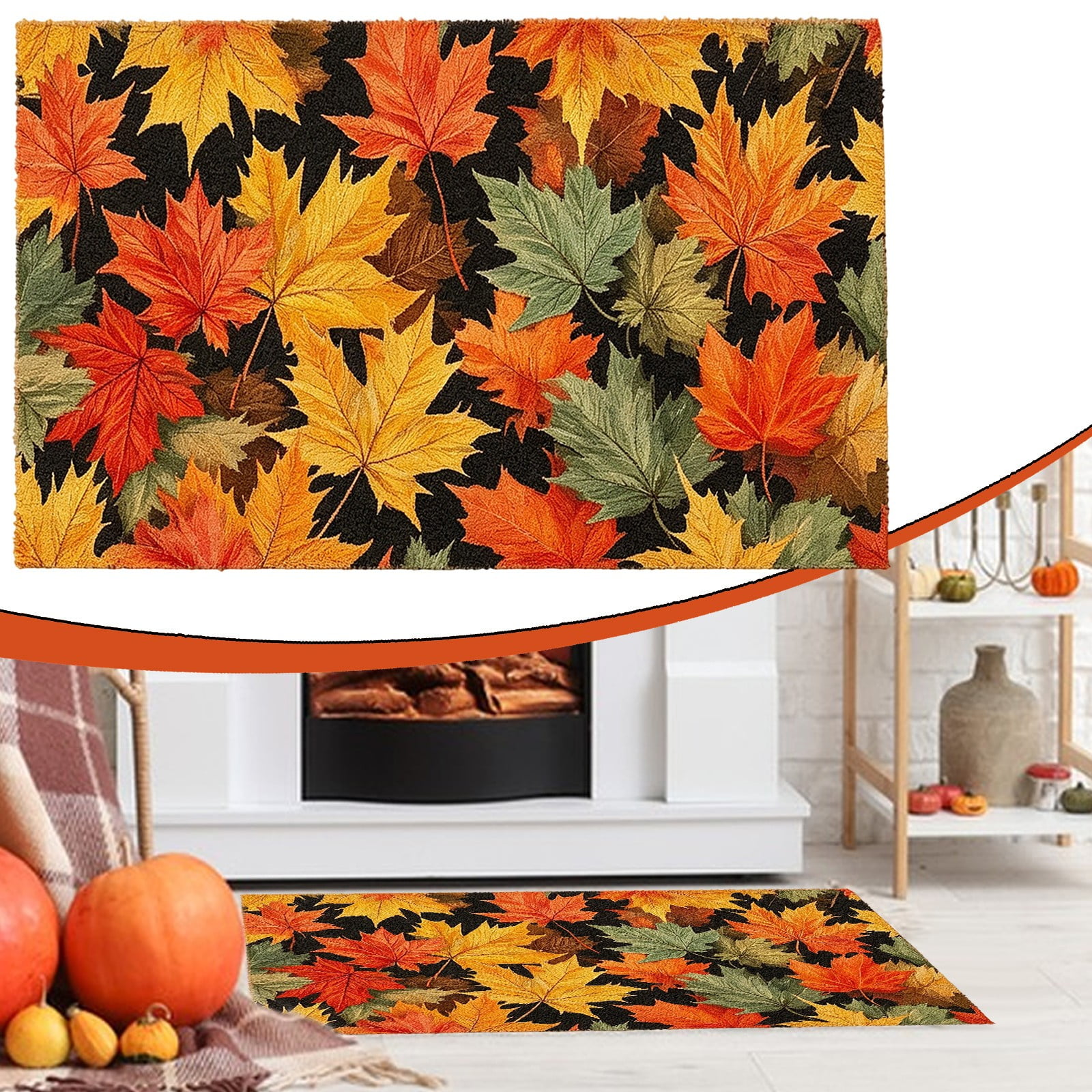 Pumpkin Welcome Doormat Cute Fall Non-Slip Front Door Mat for Porch Entryway Indoor Outdoor Thanksgiving Home Decor