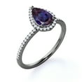 thumbnail image 3 of JeenMata Huge 1.25 Carat Pear Cut Lab Created Alexandrite and Natural Moissanite Halo Half Eternity Engagement Ring in 18k Black Gold over Silver, 3 of 4
