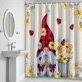thumbnail image 5 of Flower Gnome Shower Curtain for Bathroom Decor, White Yellow Flowers Daisy Ladybug Spring Vintage Linen Waterproof Fabric Shower Curtain, 54"x78" Set with 12 Hooks, 5 of 9
