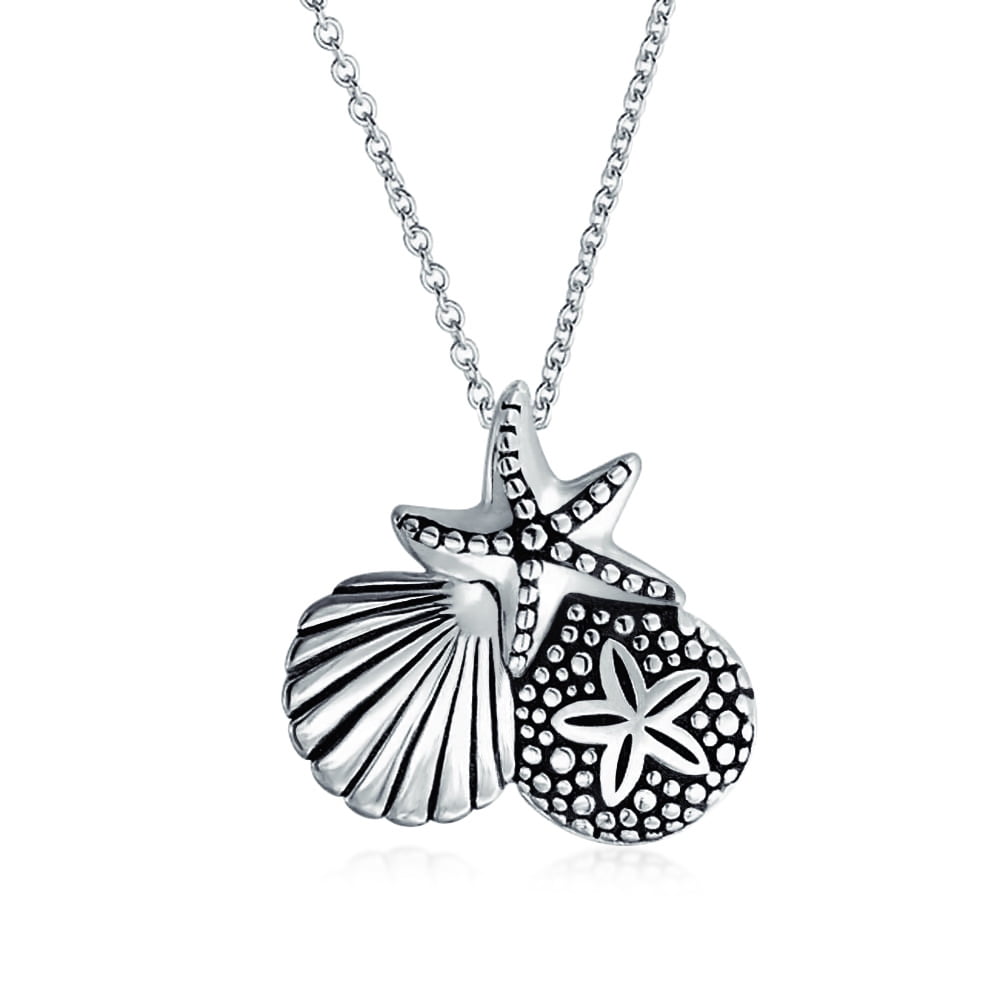 925 Sterling Silver Sea Shell Charm Pendant Necklace