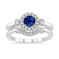 thumbnail image 2 of 1.25 Carat Sapphire and Diamond Wedding Ring Set for Women in 14k White Gold affordable sapphire & diamond engagement ring, 2 of 2