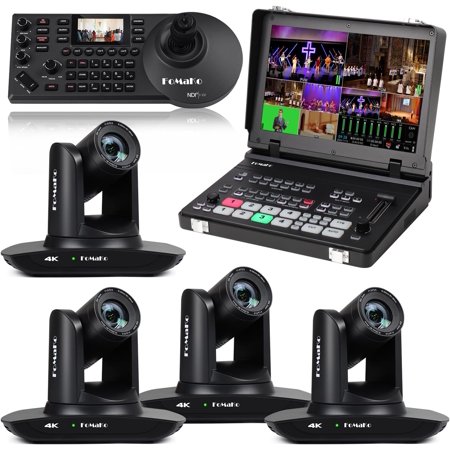 FoMaKo 20X Optical Zoom 4K PTZ Camera HDMI AI Auto-Tracking Gen 3 for Entertainment Like Talent Shows and Gaming/Esports tournaments Live Broadcasting (K20UHX4+M5+KC608)