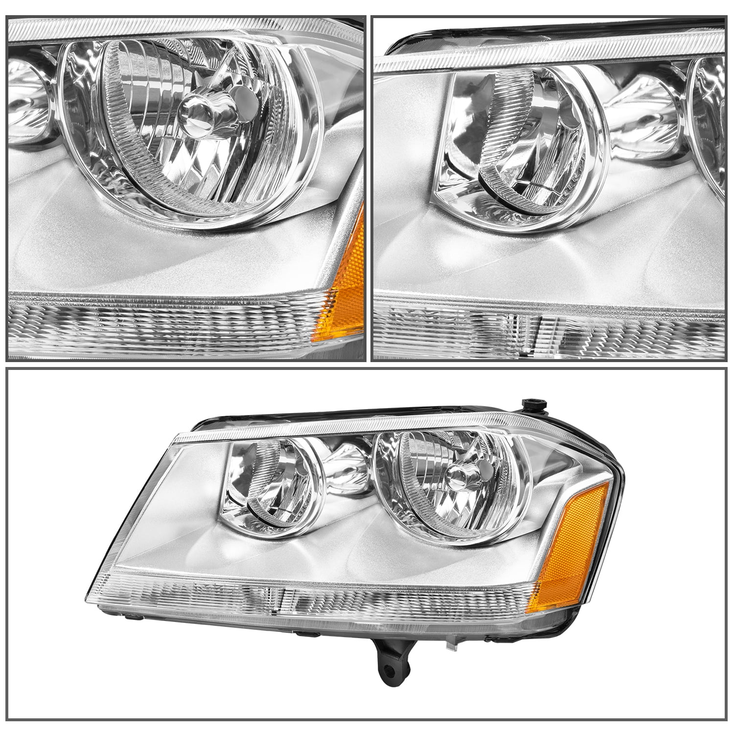 For 2008-2014 Dodge Avenger Headlights Assembly Chrome Housing Amber Corner Lamp