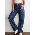 thumbnail image 6 of Asyoly Womens Solid High Waisted Cargo Pants Wide Leg Casual Pants Combat Military Trouser with 6 Pockets US 4-18, 6 of 7