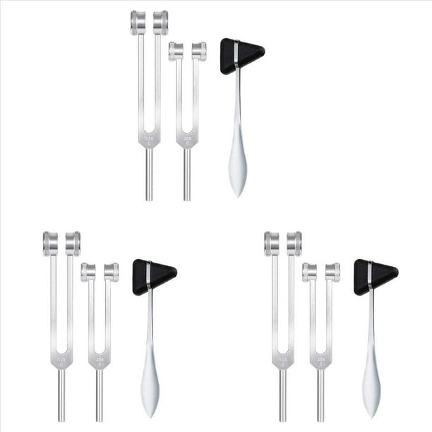 6X Dipasón Neurológico, 128 Hz + 256 Hz Plateado, Diapasones Ponderados por el Cuerpo de Aleación de Aluminio para el Juego de Chakras Curativos