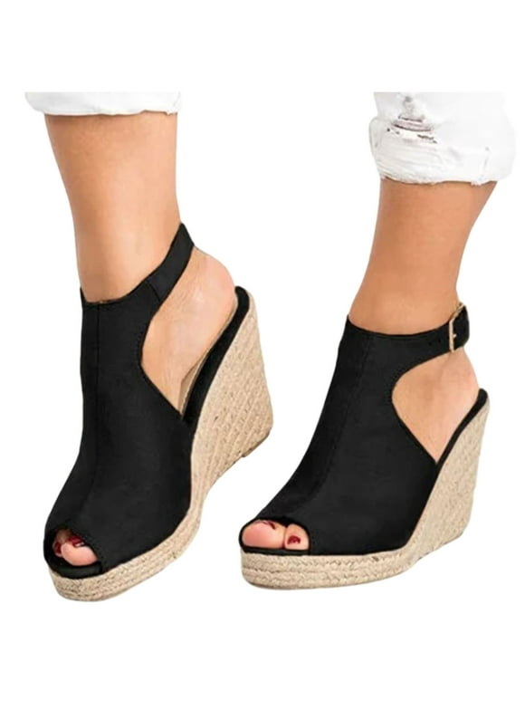 Wedges in Womens Shoes Black - Walmart.com