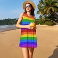 thumbnail image 3 of Fotbe Colorful Glitter Rainbow Vestido de Verano sin Mangas para Mujer – Vestido Midi Línea A, Estilo Camiseta Floral, Vestido Playero Casual y Fluido, 3 of 7