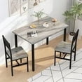 thumbnail image 6 of AWQM 3 Piece Dining Table Set, 2 Person Kitchen Table and Chairs Set, Thickened Solid Wood Carbon Plate, Breakfast Table Set for Small Space, Dining Room, Kitchen, Rustic Gray, 6 of 7
