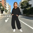 thumbnail image 2 of Zuwimk Toddler Boy And Girls Clothes Long Sleeve Solid Color Hoodie Sweatshirt & Pant 2PCS Fall Outfits(T041-Black), 2 of 4