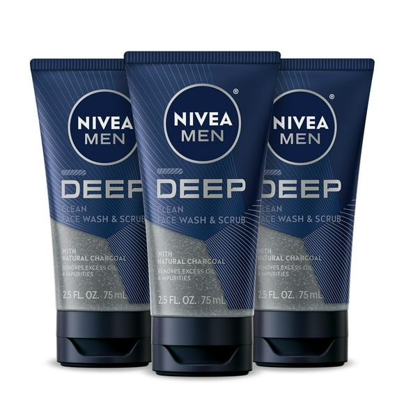 Limpiador y exfoliante facial Nivea Men Deep Clean con carbón, 75 ml, 3