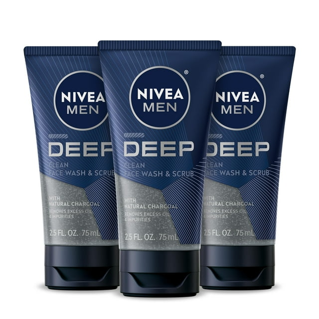 Limpiador y exfoliante facial Nivea Men Deep Clean con carbón, 75 ml, 3