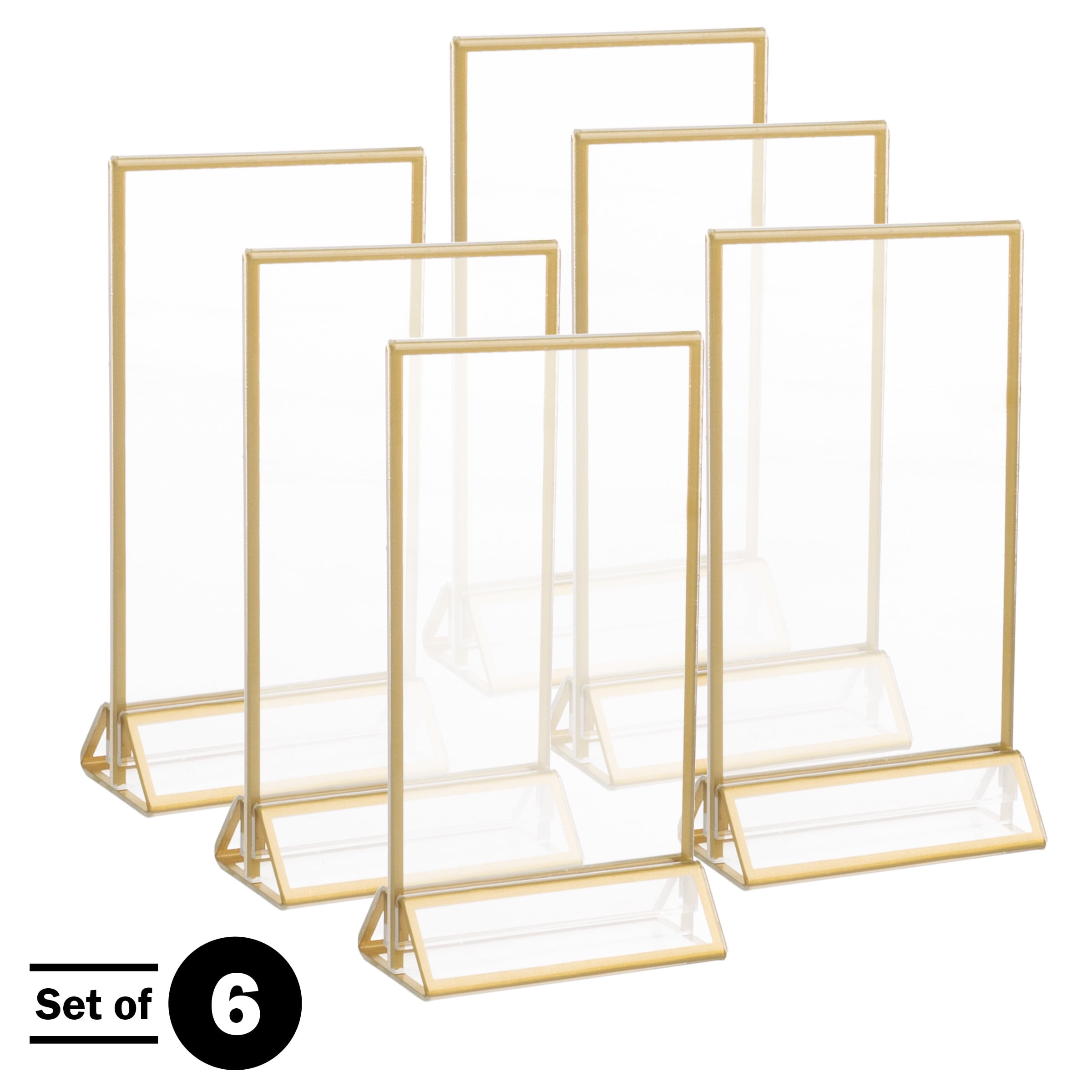 GNP 4x6 Picture Frame (6-Pack) – Floating Frame for Table Numbers, Wedding Signs, Photo Display, or Table Decor - Gold
