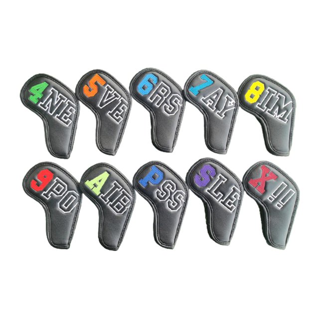 10 piezas de fundas de cabeza de hierro de Golf kusrkot PU de cuero resistente al agua Negro