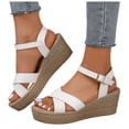 thumbnail image 2 of IUJSOY Sandales Compensées à Plateforme pour Femmes Espadrilles Confort Bout Ouvert Bride à la Cheville Talon Compensé 2,36 Pouces, 2 of 7