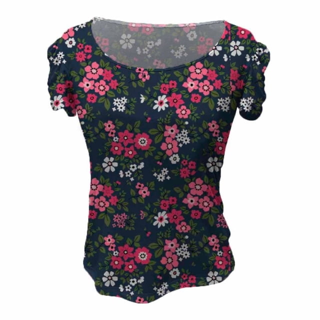 Blusa George Talla EG Manga Corta Floreada Marino