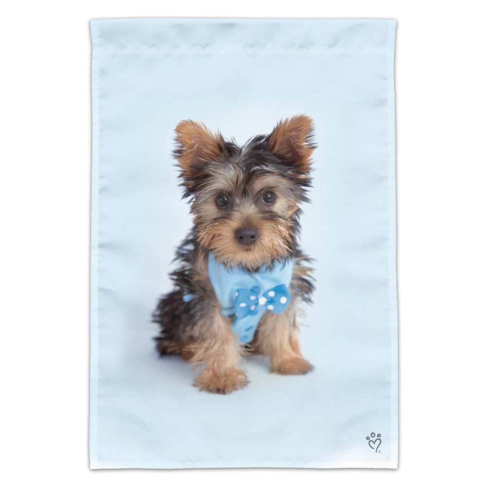 Yorkie Yorkshire Terrier Puppy Dog Blue Bow Tie Garden Yard Flag 