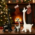thumbnail image 5 of 3pcs Family Ceramic Deer Ornaments - Modern Christmas Decor for Living Room TV Cabinets, Wine Cabinets, Dining Sideboards, Artistic Design, Stylish Soft Furnishing Ambiance, Black White Sliver, 5 of 9