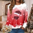 thumbnail image 2 of larppty Crewneck Sweatshirts Ugly Christmas Sweater for Women Funny Long Sleeve Xmas Wine Glass Pullover Shirts (Red, L）, 2 of 9
