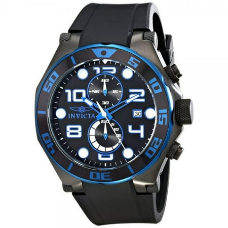 Invicta Men's Pro Diver 50mm Black Polyurethane Band IP Steel Case Flame-Fusion Crystal Quartz Watch 17816