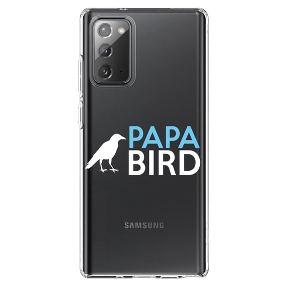 DistinctInk Clear Shockproof Hybrid Case for Galaxy Note 20 ULTRA (6.9" Screen) - TPU Bumper Acrylic Back Tempered Glass Screen Protector - Papa Bird