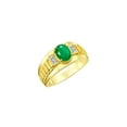 thumbnail image 3 of RYLOS Men's Rings Yellow Gold Plated Silver Rings Classic Designer Style 8X6MM Oval Gemstone & Diamond Ring Emerald Birthstone Rings For Men Size 8, 3 of 7